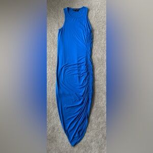 Veronica Beard Haylee Ruched Side Midi Dress Blue Sleeveless Women's Size Small